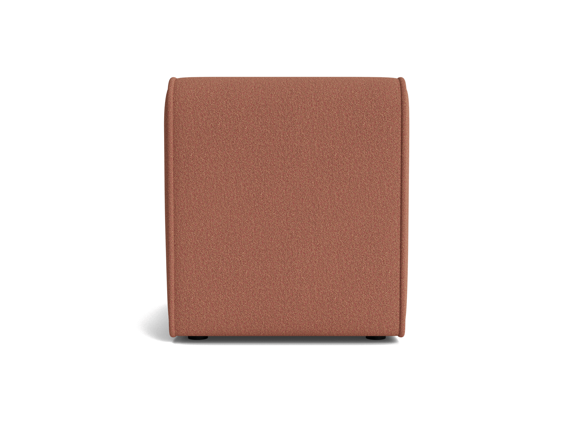 Square terracotta ottoman with a textured fabric surface, casting a shadow on a plain background.
