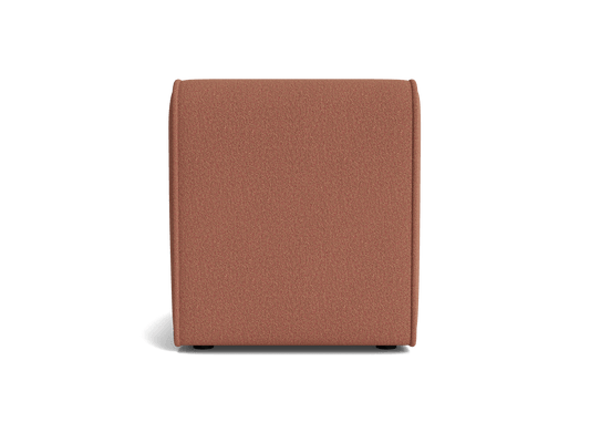 Square terracotta ottoman with a textured fabric surface, casting a shadow on a plain background.