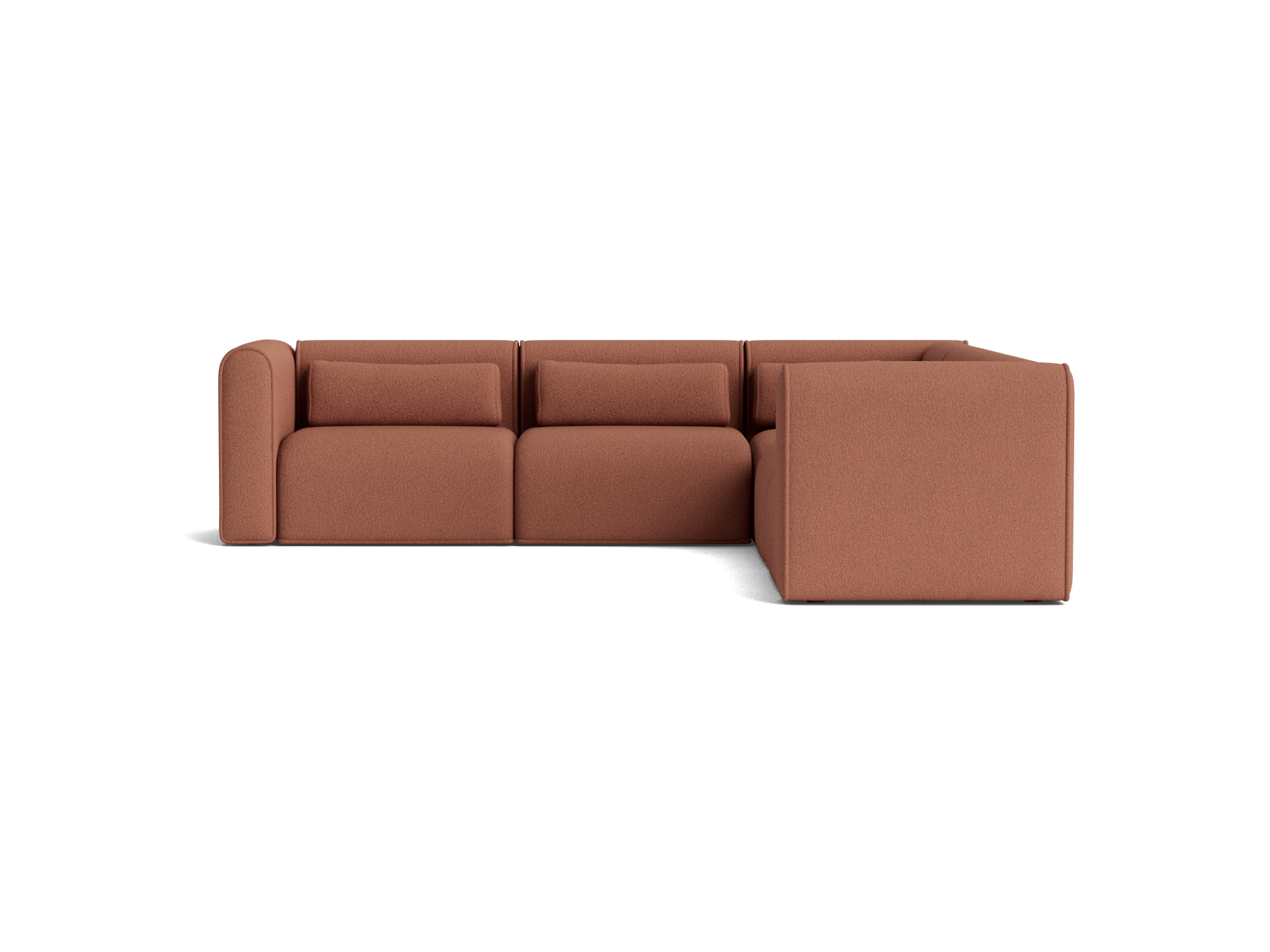 Brown sectional sofa with plush cushions and modern design, featuring an L-shape layout.
