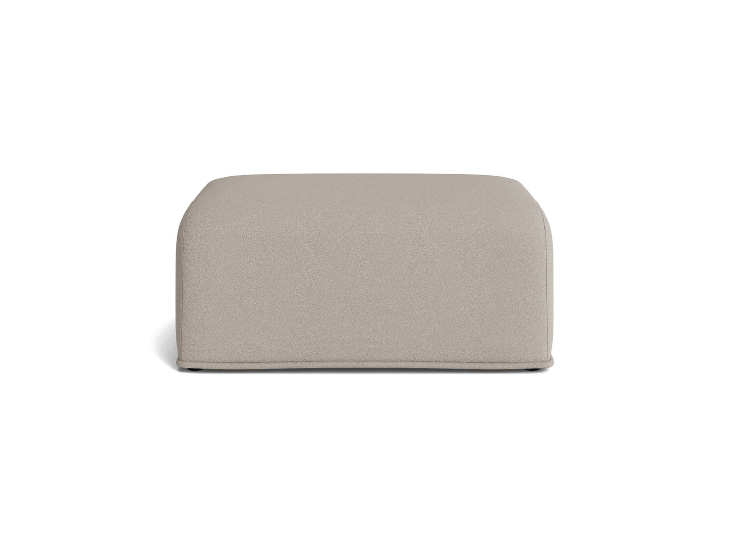 Rectangular light grey ottoman with soft rounded edges. Perfect for modern living room furniture or minimalist interior design.