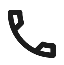 Black phone icon in the shape of a handset, facing upward and to the left.